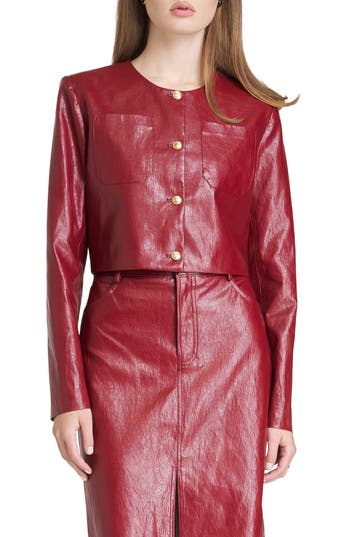 Wayf Margaux Faux Leather Crop Jacket
