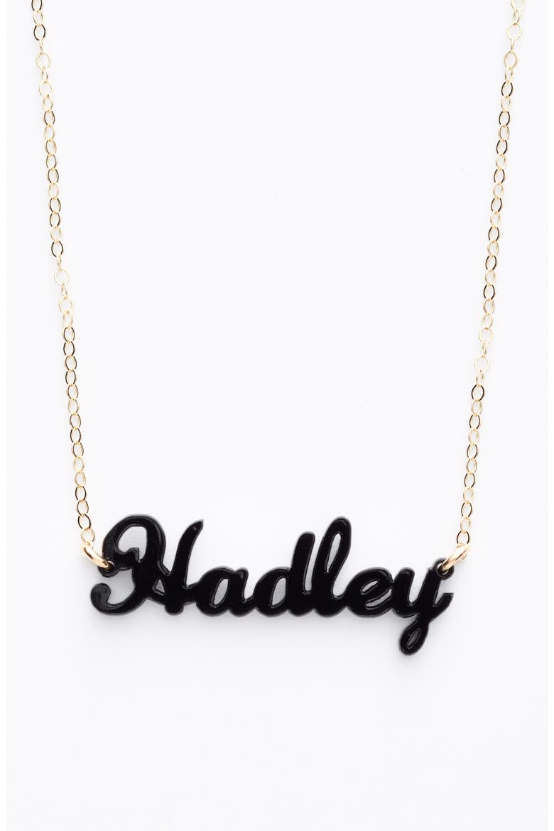'Script Font' Personalized Nameplate Pendant Necklace, Alternate, color, EBONY/ GOLD