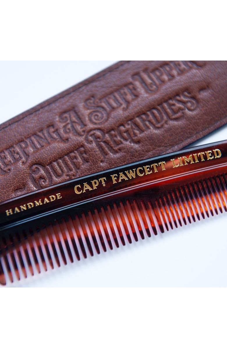 Captain Fawcett Pocket Hair Comb with Leather Sleeve, Alternate, color, Comb