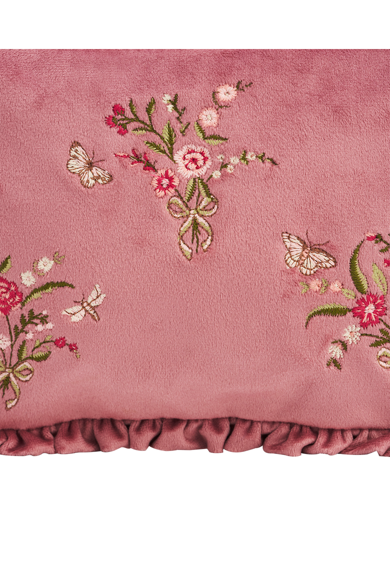 Floral Posy Velvet Embroidered Medium Pouch, Alternate, color, Rose Pink