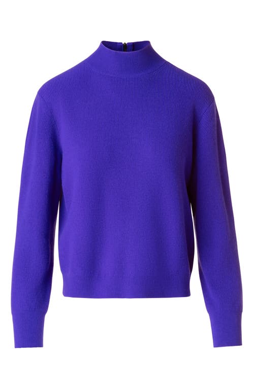 Akris Punto Mock-neck Cashwool Rib Sweater In Blue