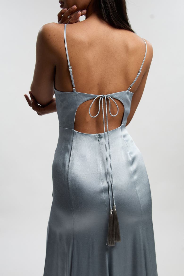 Satin Strappy Midi Dress, Alternate, color, Light Blue