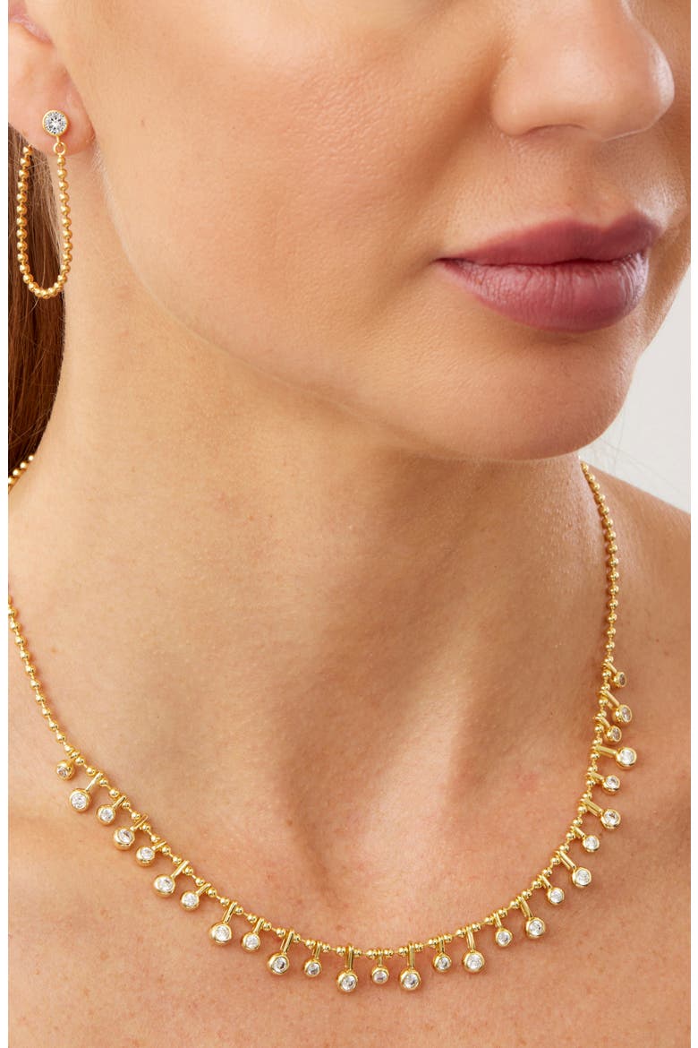 Bezel Drop Cubic Zirconia Earrings, Alternate, color, YELLOW