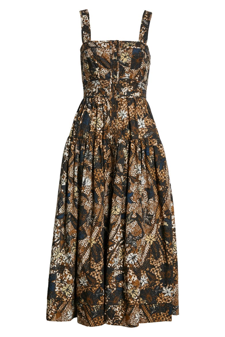 Isabela Floral Print A-Line Dress, Alternate, color, BRONZE