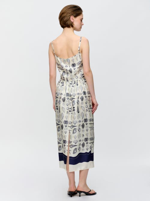 Callas Milano Samantha Seashell-print Silk Midi Dress In Blue
