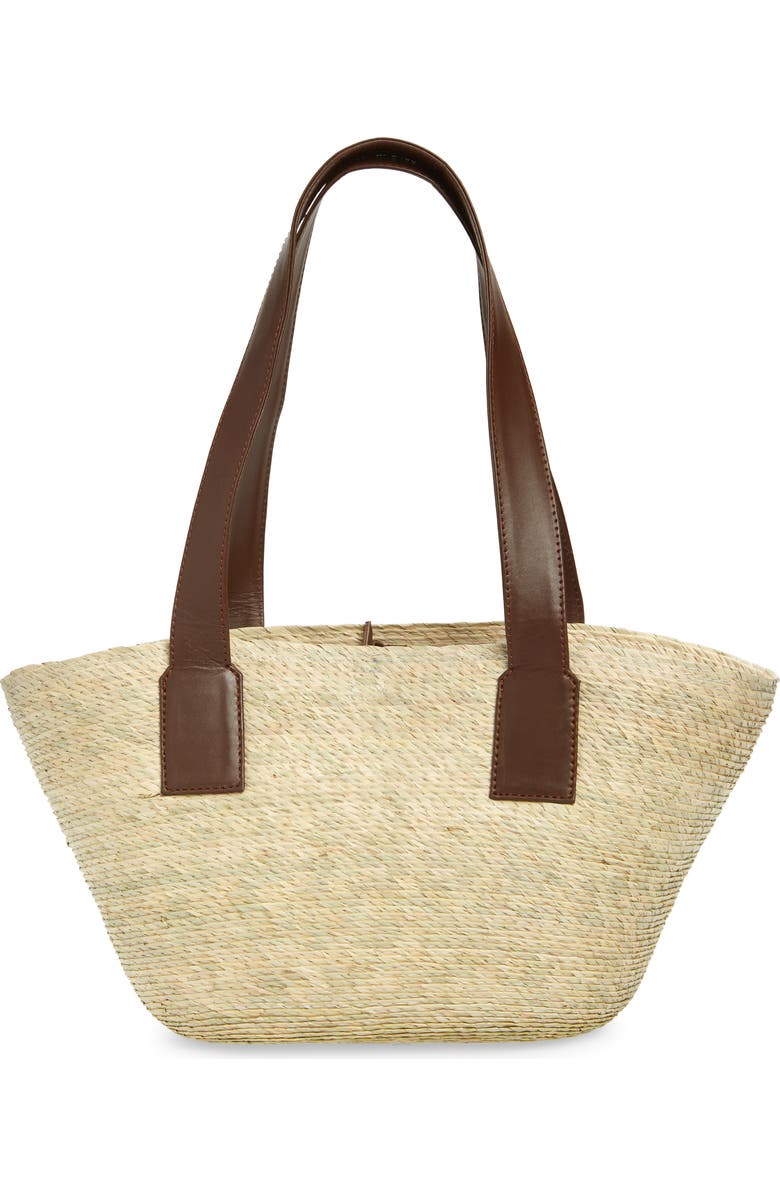 Altuzarra Small Watermill Straw & Leather Tote, Alternate, color, Praline