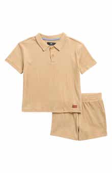 7 For All Mankind Kids' Coordinated Crinkle Polo & Shorts Set