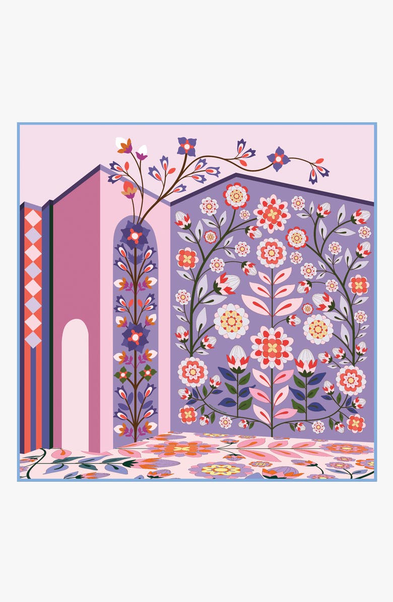 Jessie Zhao New York Double Sided Silk Scarf Of Flower Imagination, Alternate, color, Purple