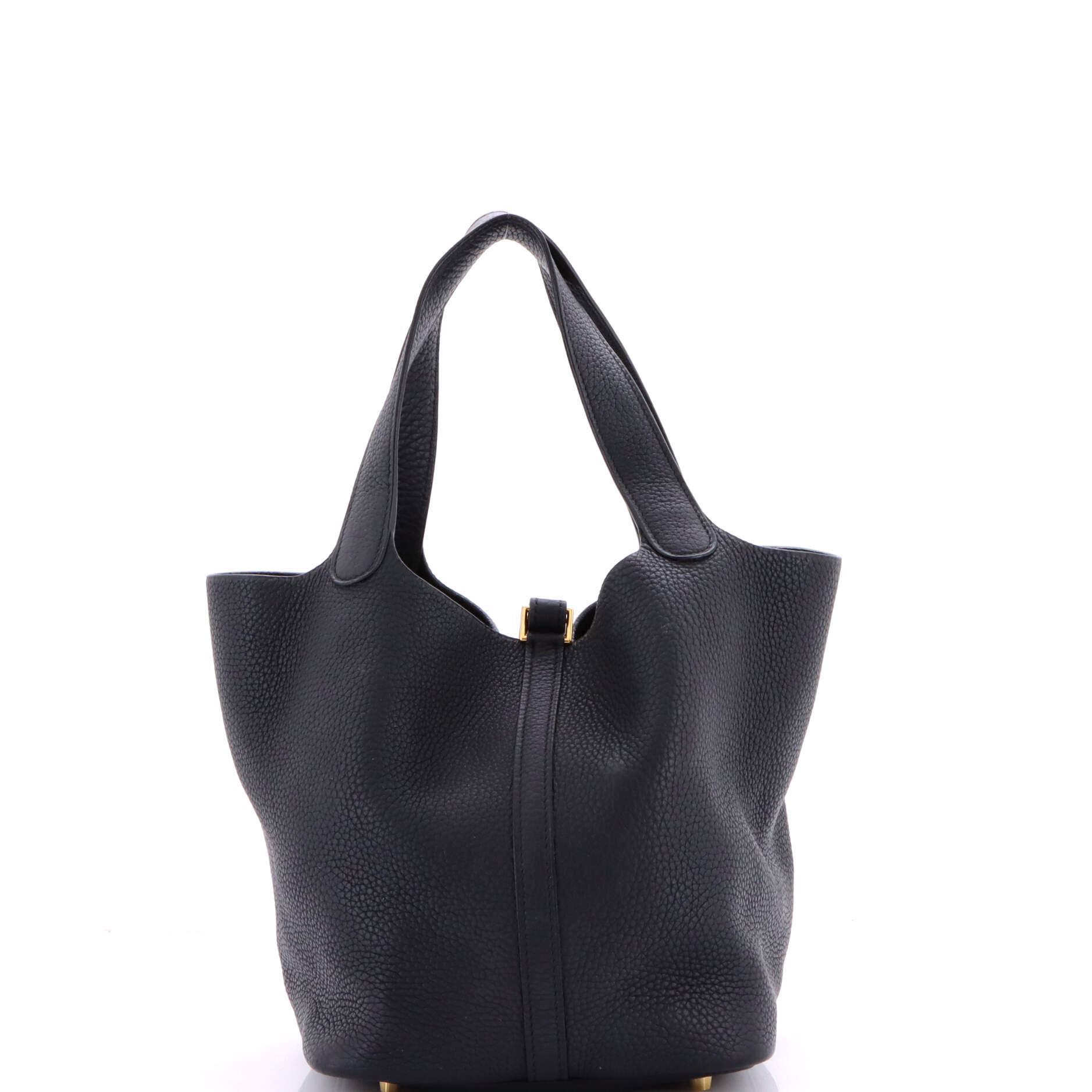 Pre-Owned Hermes Picotin Lock Bag Clemence MM, Alternate, color, Noir