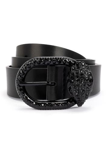 KURT GEIGER KURT GEIGER LONDON JEWEL BUCKLE LEATHER BELT