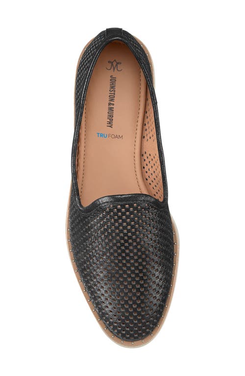 Johnston & Murphy Mitzi Perforated Venetian Loafer In Black Italian Metallic