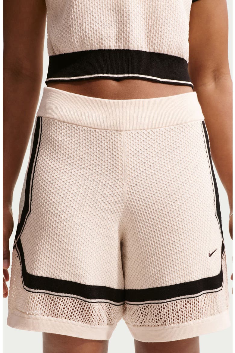 Sportswear Open Knit Shorts, Alternate, color, CHALK/ BLACK/ BLACK