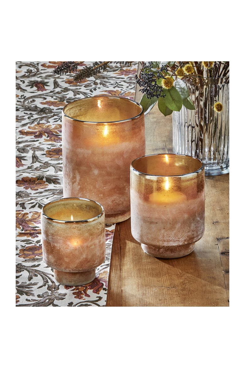 Moda Art Glass Hurricane Decorative Vase and Candle Holder, Alternate, color, Brown