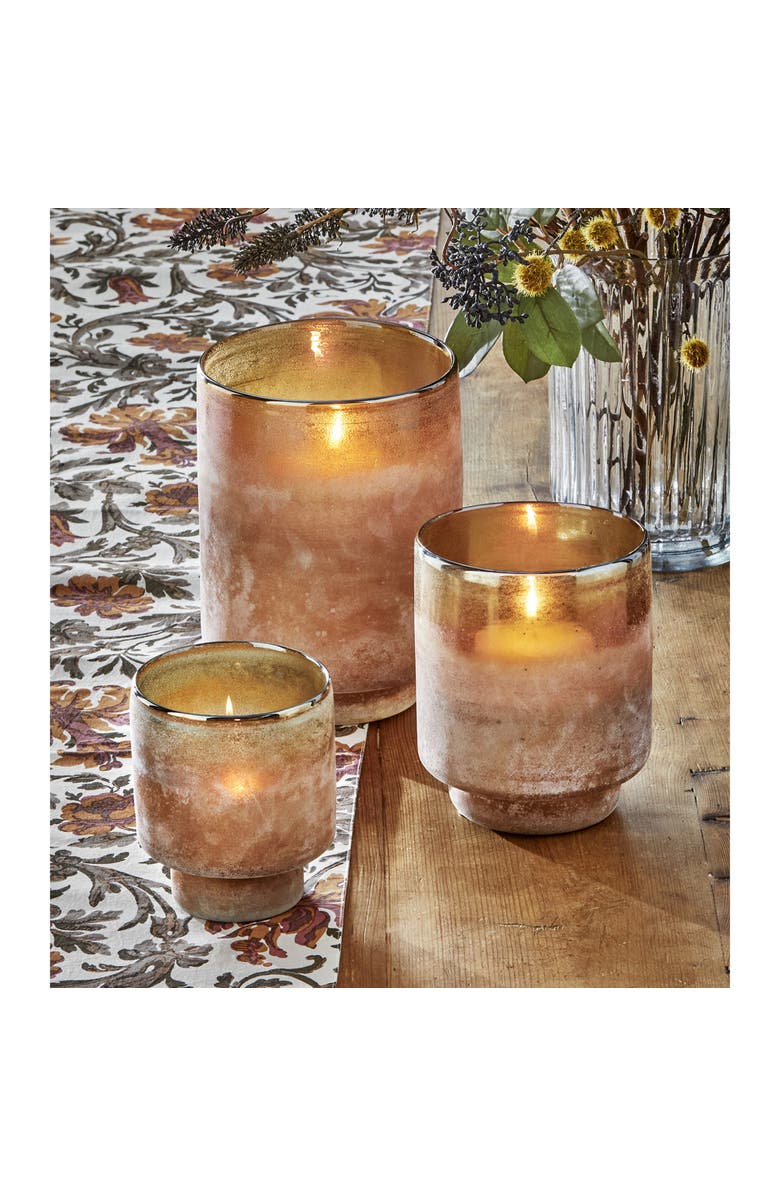 tag Moda Art Glass Hurricane Decorative Vase and Candle Holder, Alternate, color, Brown