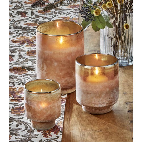 Tag Moda Art Glass Hurricane Decorative Vase And Candle Holder In Brown