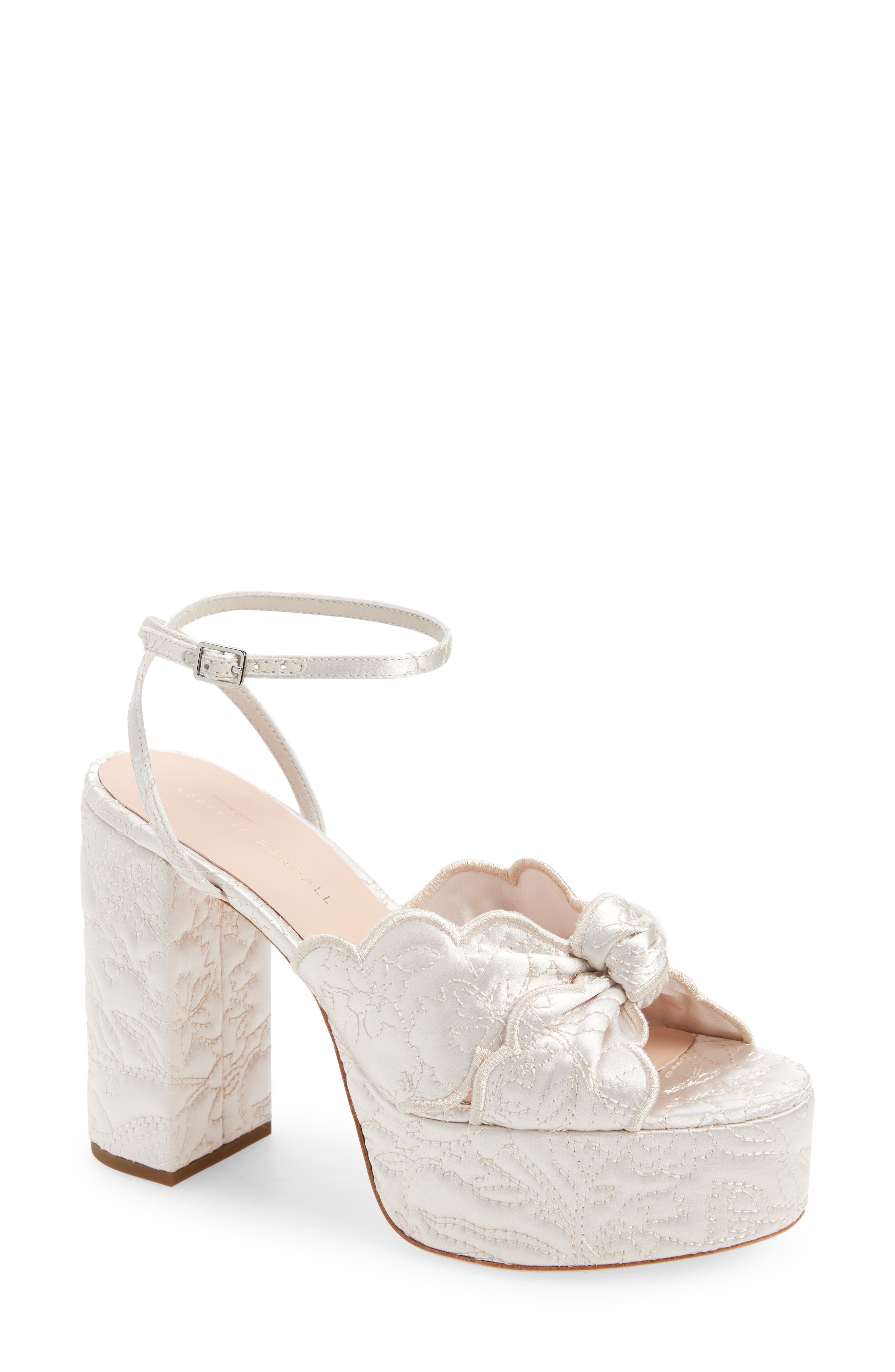 Loeffler Randall Isabel Embroidered Knot Platform Sandal, Main, color, 