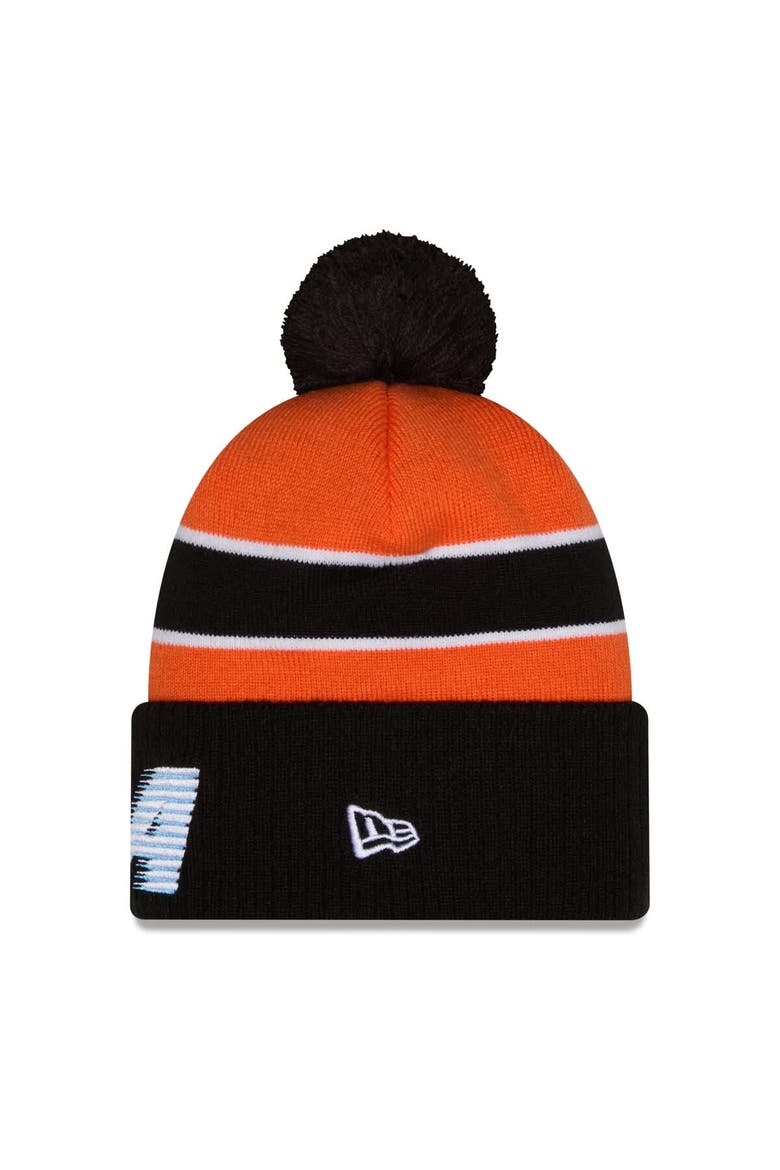 Men's New Era Orange/Black LA Clippers 2025/26 City Edition Cuffed Knit Hat with Pom, Alternate, color, Orange