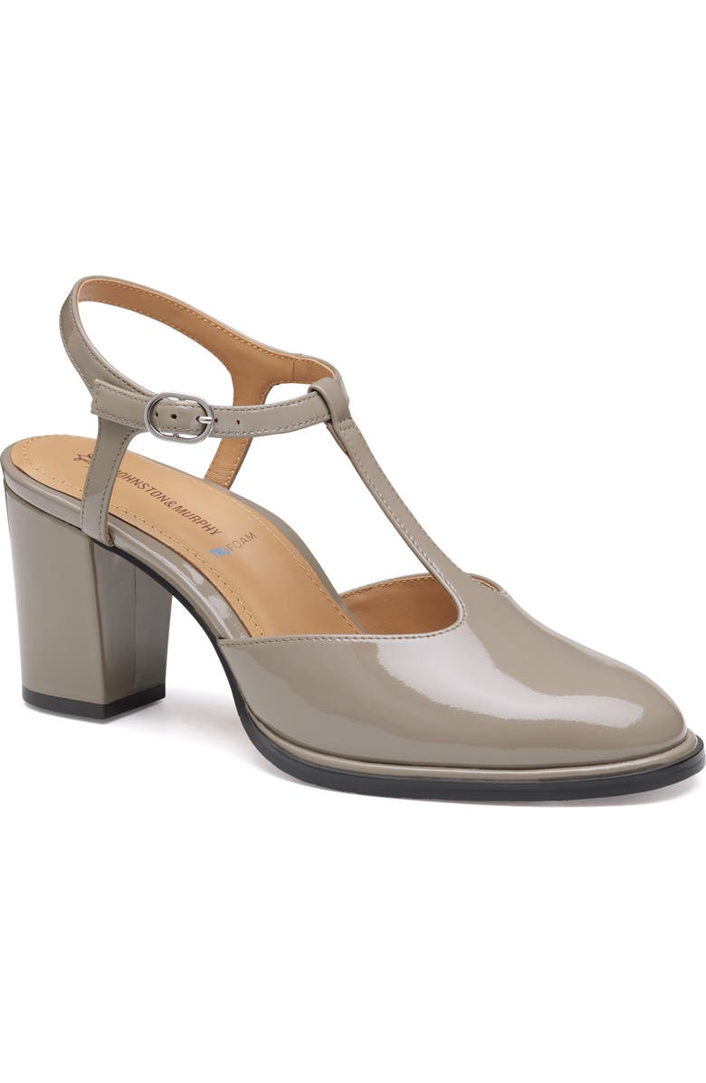 Johnston & Murphy Amy T-Strap Pump, Main, color, Taupe Patent Leather