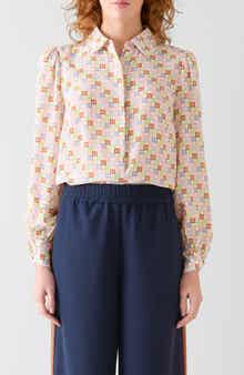LK Bennett Mari Print Twist Cuff Silk Shirt