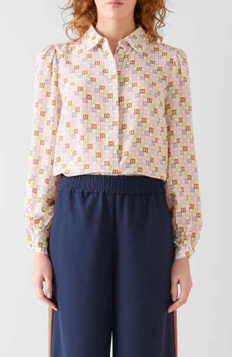 LK Bennett Mari Print Twist Cuff Silk Shirt