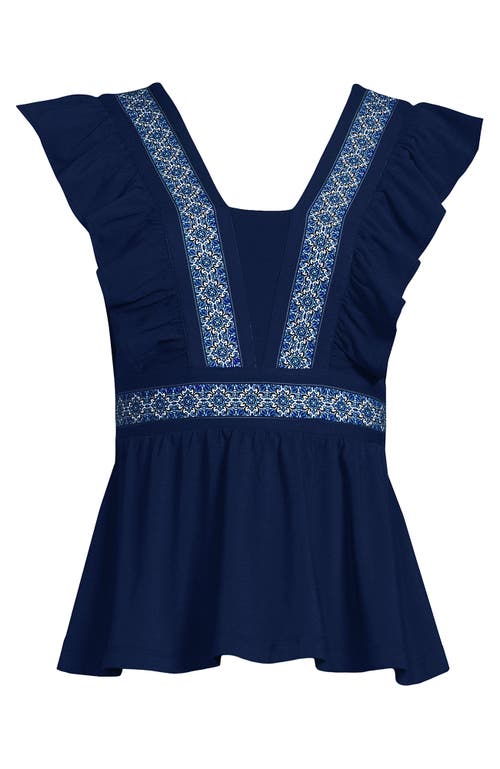LANDS' END LANDS' END PLUS SIZE LIGHTWEIGHT JERSEY RUFFLE PEPLUM TOP