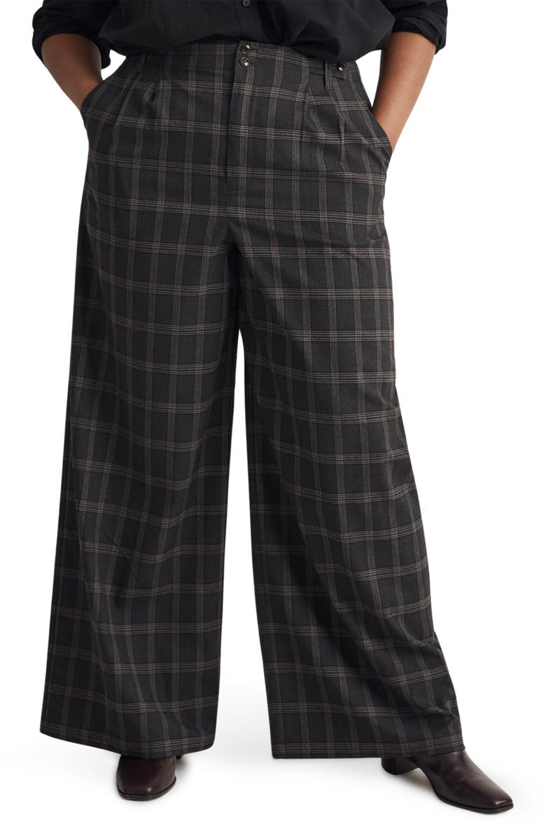 Madewell The Harlow Plaid Wide Leg Pants, Alternate, color,