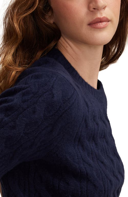 Lucky Brand Cloud Soft Cable Stitch Short Sleeve Sweater In Blue