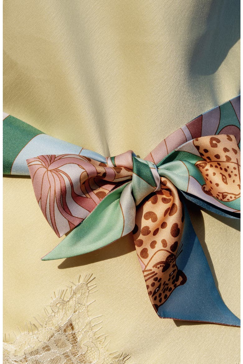 Silk Skinny Scarf Indoor Forest, Alternate, color, Blue