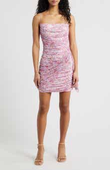 Floral Mesh Ruched Minidress