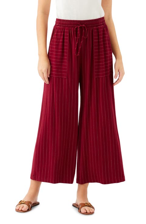Amanda Stripe Drawstring Ankle Wide Leg Pants
