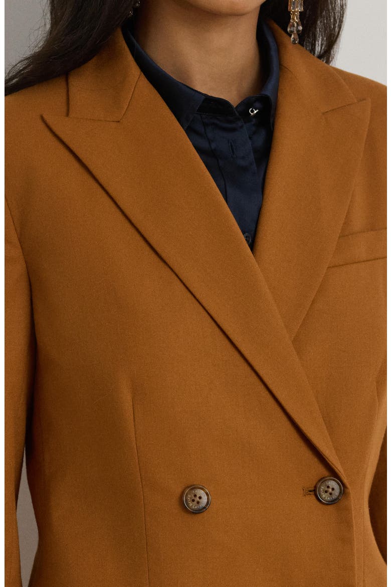 Double Breasted Wool Twill Blazer, Alternate, color, CINNAMON BARK