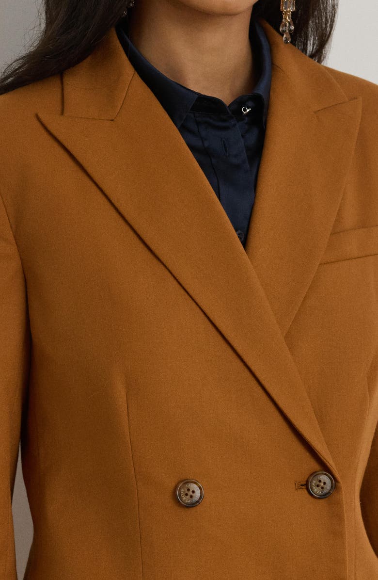 Lauren Ralph Lauren Double Breasted Wool Twill Blazer, Alternate, color, Cinnamon Bark