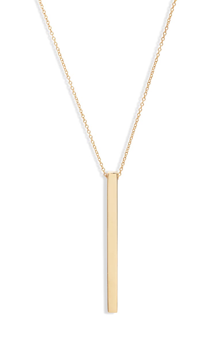 Thin Bar Pendant Necklace, Alternate, color, GOLD