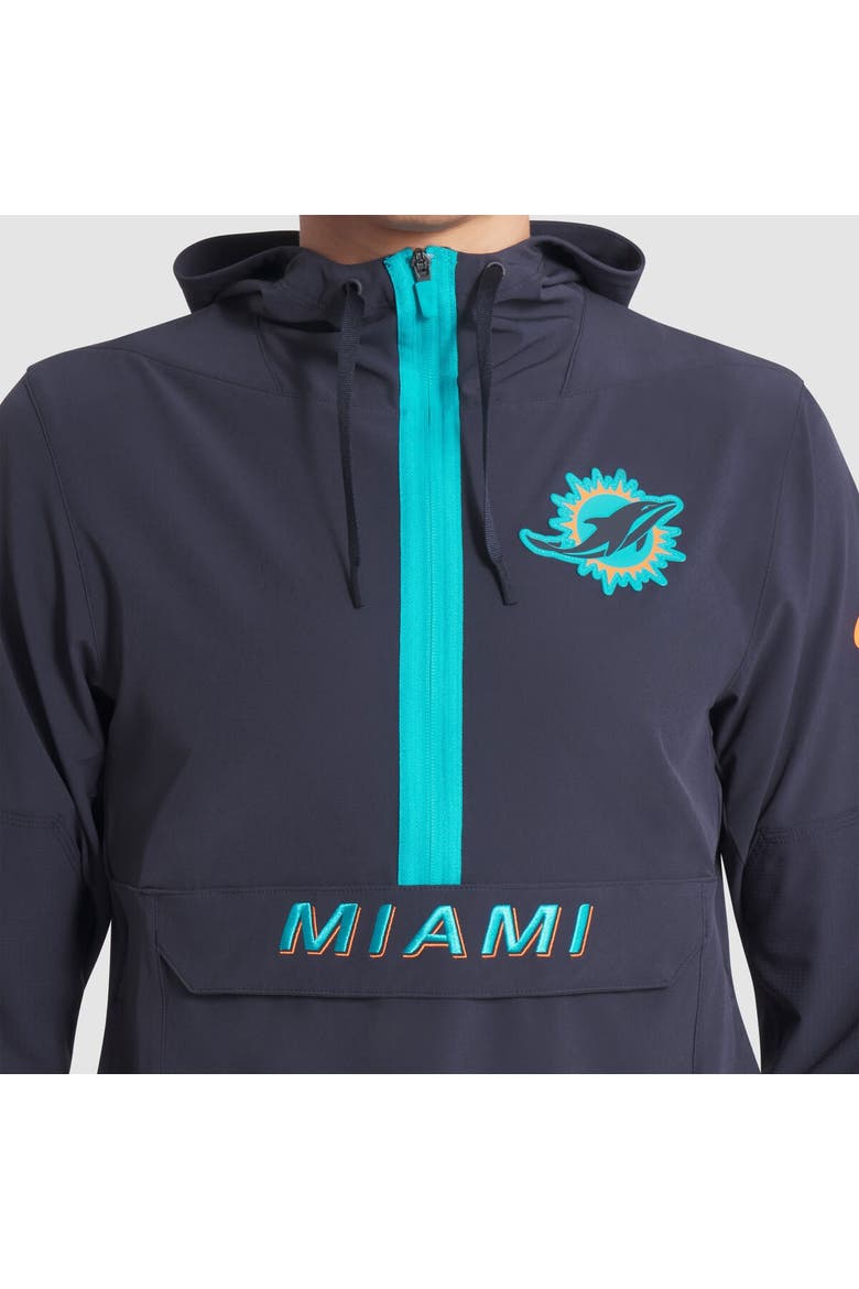 Men's Nike Pitch Blue Miami Dolphins 2025 Rivalries Collection Sideline Anorak Half-Zip Hoodie Jacket, Alternate, color, Navy