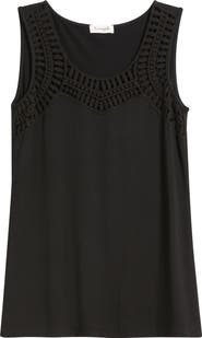 Loveappella Guipure Lace Accent Scoop Neck Tank