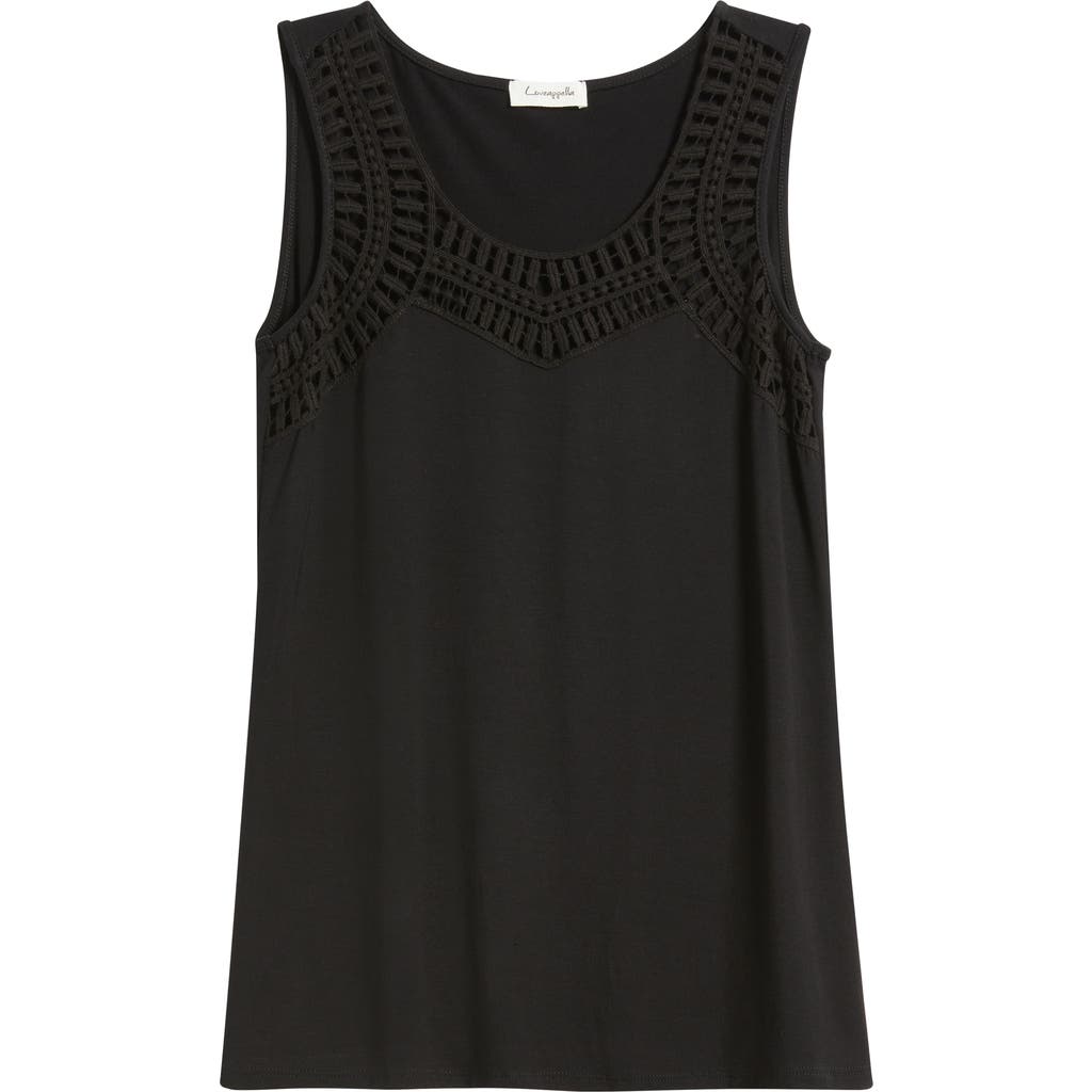 Loveappella Guipure Lace Accent Scoop Neck Tank