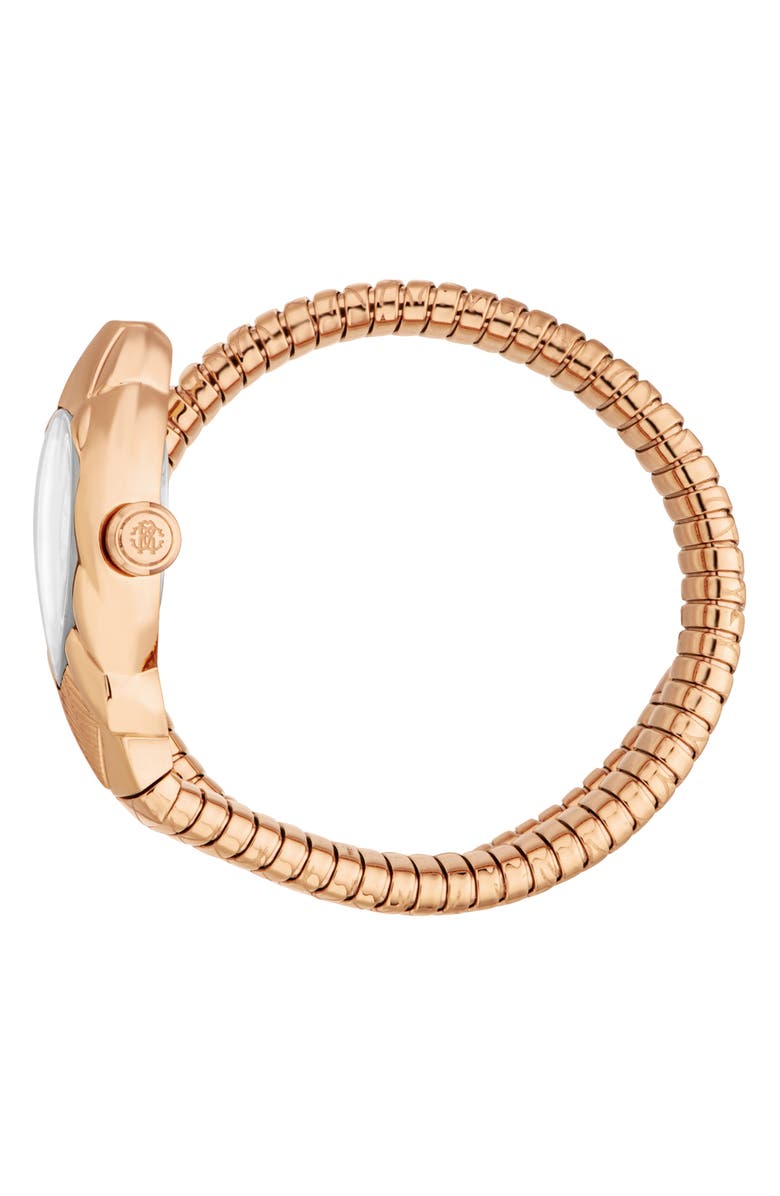 Roberto Cavalli Fiaba Snake Wraparound Bracelet Watch, 24.5mm x 39mm, Alternate, color, Rose Gold