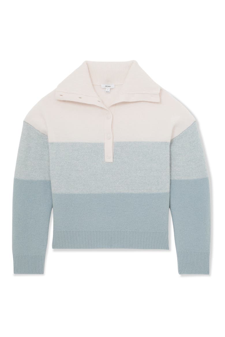 Flora Wool & Cashmere Sweater, Alternate, color, CREAM/ BLUE