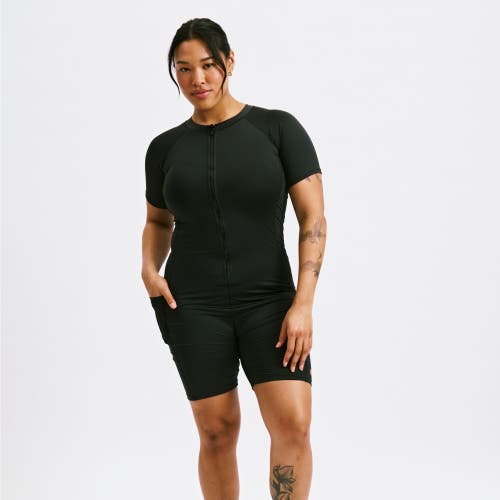 Tomboyx 6-inch Short Sleeve Swim Unisuit In Black
