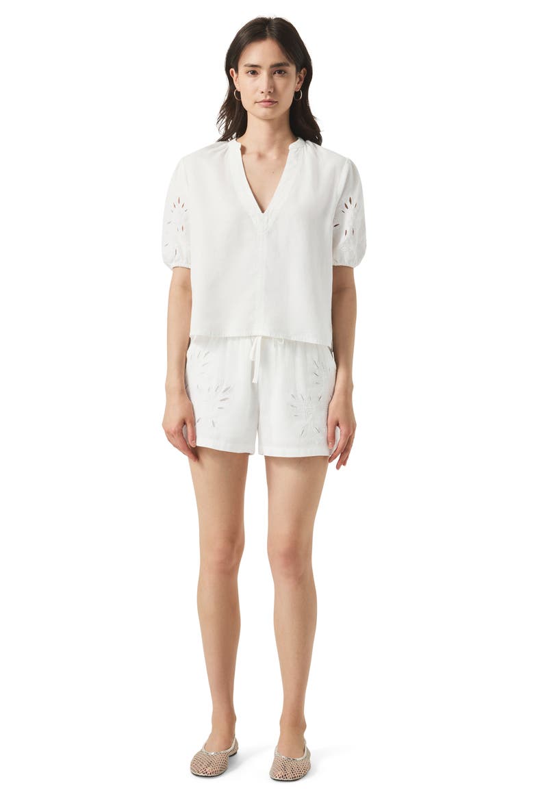 Cayden Embroidered Drawstring Waist Shorts, Alternate, color, WHITE