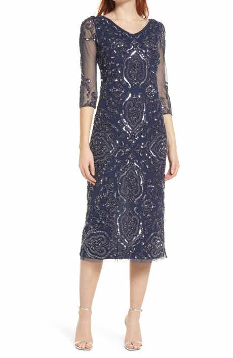 Pisarro Nights Sequin & Beaded Cocktail Sheath Dress