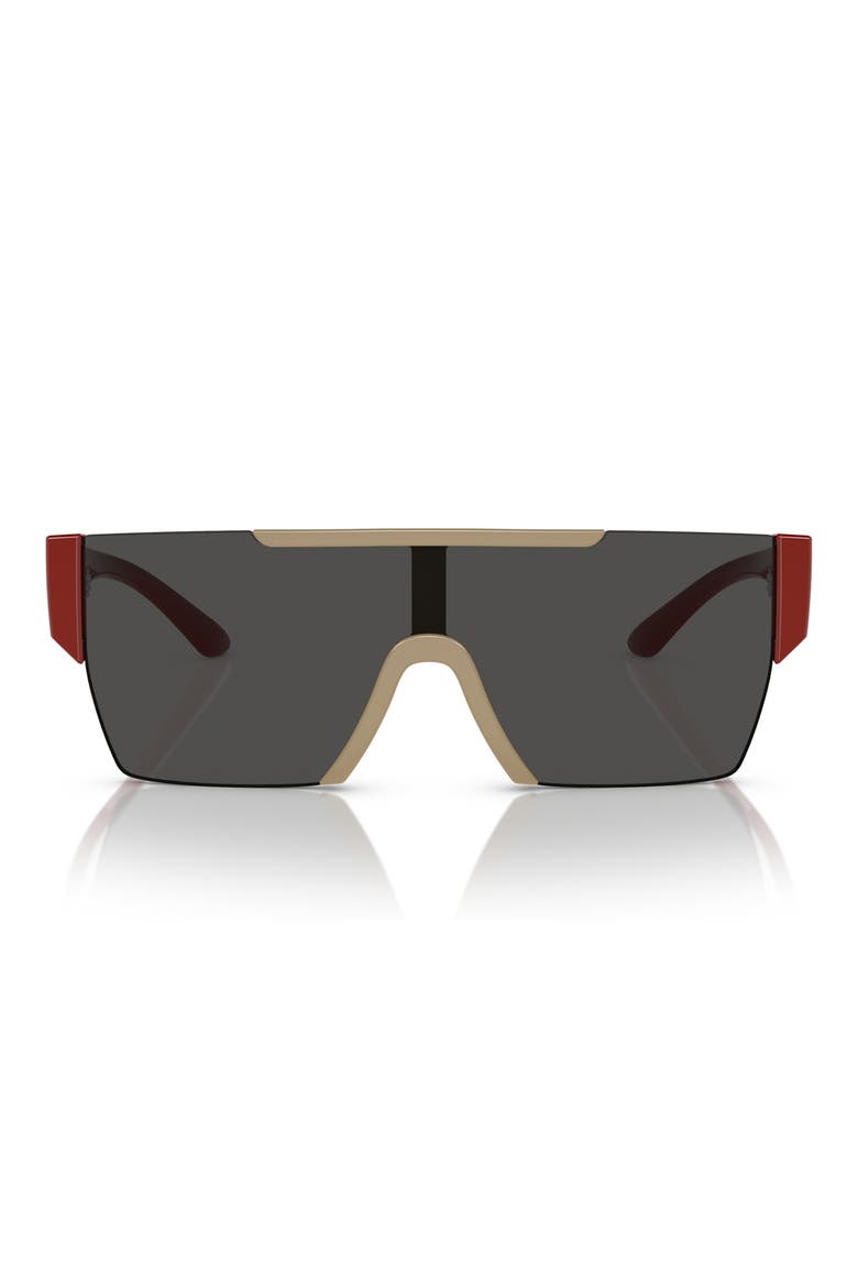Kids' 28mm Flat Top Shield Sunglasses, Main, color, BEIGE / DARK GREY