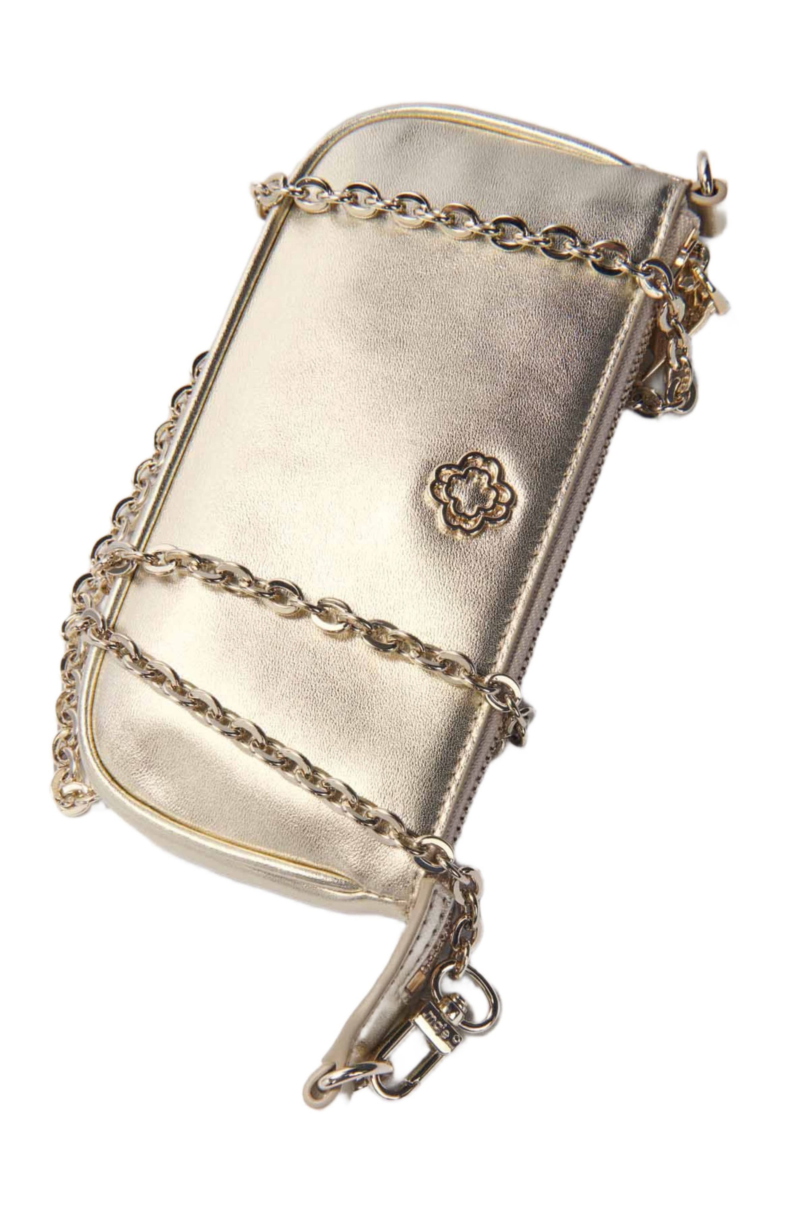 maje Metallic leather Sarah clutch bag, Alternate, color, 