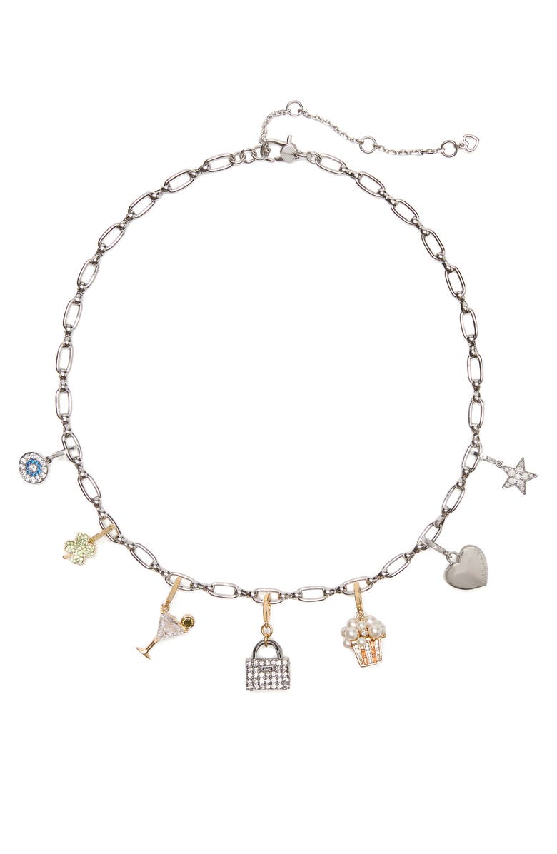 Kate Spade New York charm chain necklace, Alternate, color, Silver
