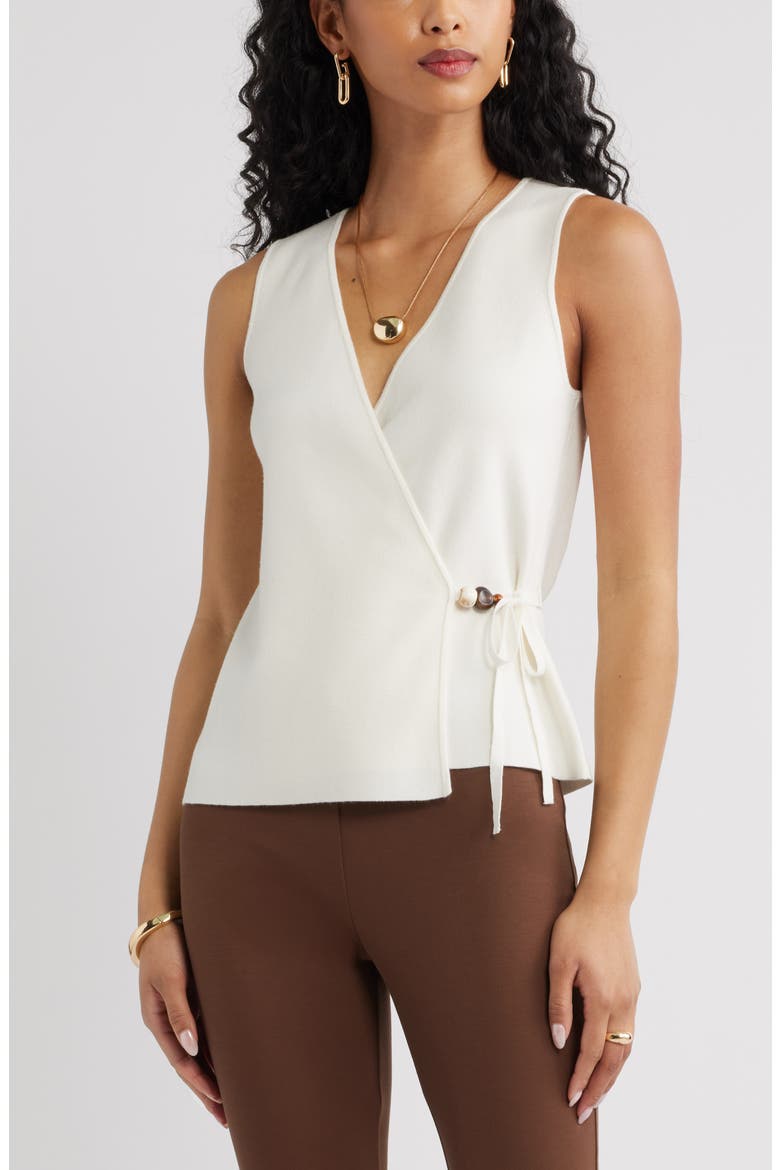 Side Tie Sweater Vest, Main, color, IVORY