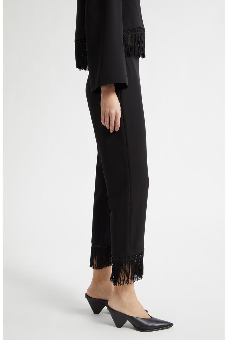 Bianca Fringe Trim Crop Pants, Alternate, color, BLACK