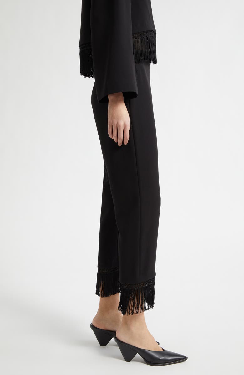 POSSE Bianca Fringe Trim Crop Pants, Alternate, color, Black