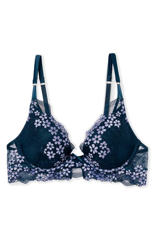 Etam Somptueuse No. 2 Underwire Plunge Push-up Bra In Night Blue