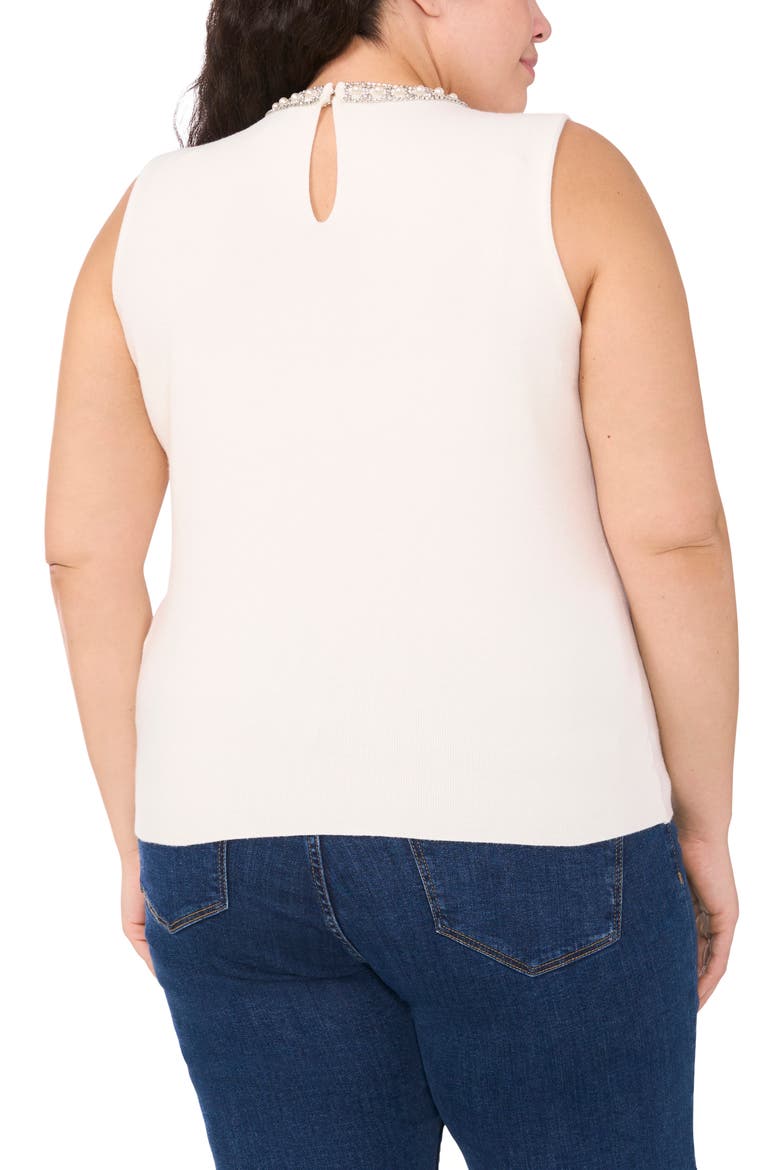 Faux Pearl & Rhinestone Detail Sweater Tank, Alternate, color, ANTIQUE WHITE