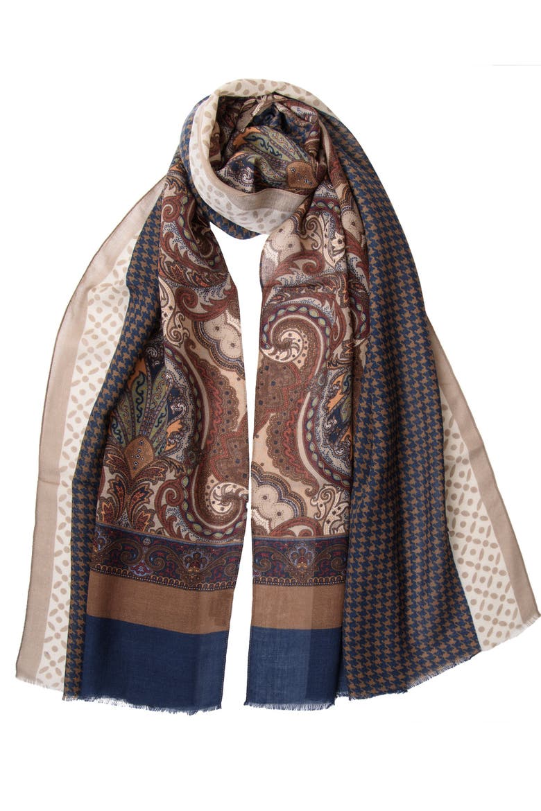 Aosta - Wool Scarf, Main, color, Brown and Blue